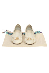 Tory Burch EU 38.5 White Scaled Ballet Flats