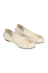 Tory Burch EU 38.5 White Scaled Ballet Flats