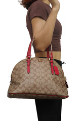 Coach Monogram Brown Red Shoulder Bag