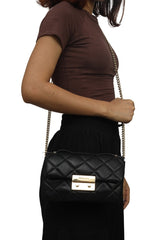 Mchael Kors Small Sloan Black Quilted Leather Sling Bag