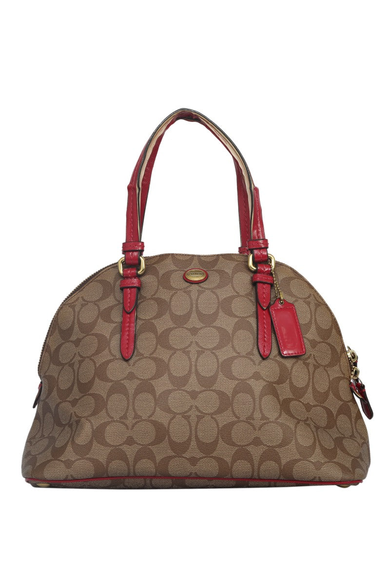 Coach Monogram Brown Red Shoulder Bag