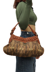 Just Cavalli Snakeskin Embossed Shoulder Bag