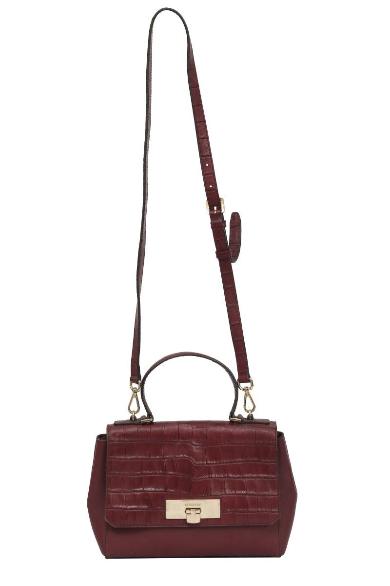 Michael Kors Aubergine Maroon Top Handle Sling Bag