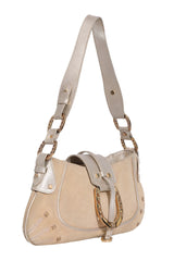 Aigner Suede Logo Buckle Shoulder Bag