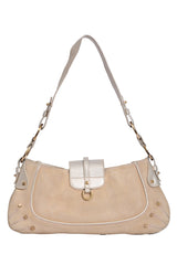 Aigner Suede Logo Buckle Shoulder Bag