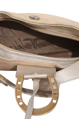 Aigner Suede Logo Buckle Shoulder Bag