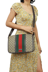 Gucci Beige/Ebony Gg Supreme Web Messenger Bag