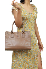 Salvatore Ferragamo Plum Leather Biana Small Tote Bag