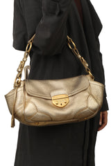 Prada Vintage Golden Metallic Buckle Closure Shoulder Bag
