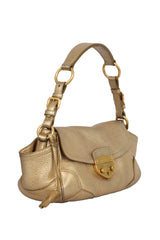 Prada Vintage Golden Metallic Buckle Closure Shoulder Bag
