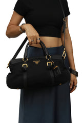 Prada Black Nylon Tessuto Top Handle Bag