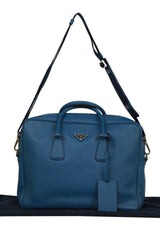 Prada Saffiano Blue Leather Briefcase