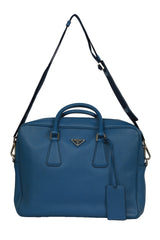 Prada Saffiano Blue Leather Briefcase