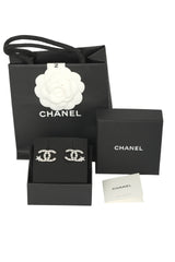 Chanel Cc Star Embellished Silver Earrings