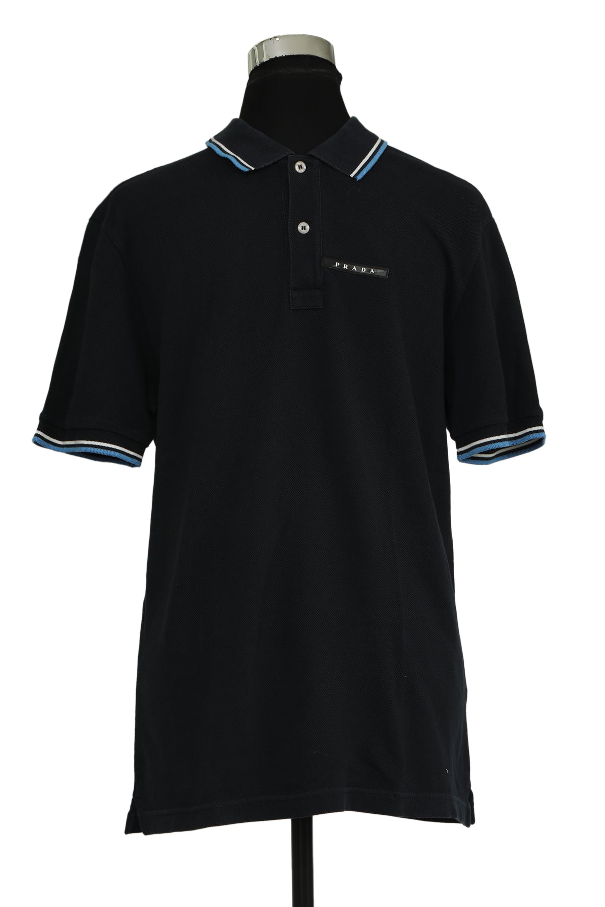 Prada Size L Navy Blue Men'S Polo T-Shirt