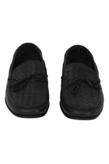 Bottega Veneta 40.5 Black Intercciato Men'S Leather Loafers