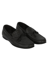 Bottega Veneta 40.5 Black Intercciato Men'S Leather Loafers