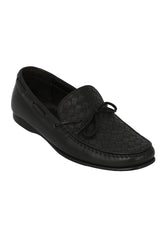 Bottega Veneta 40.5 Black Intercciato Men'S Leather Loafers