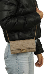 Fendi Sand Brown Monogram Leather Wallet On Chain
