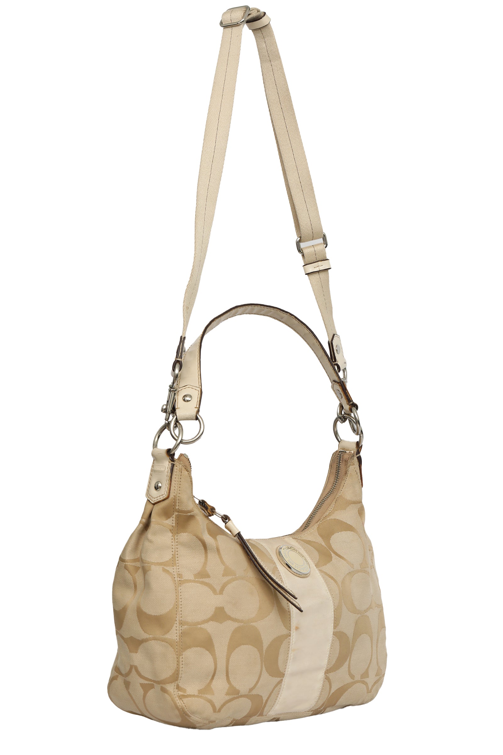 Coach Monogram Beige Shoulder Bag 
