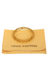 Louis Vuitton Size S Clear Resin Gold Tone Monogram Inclusion Jonc Bangle
