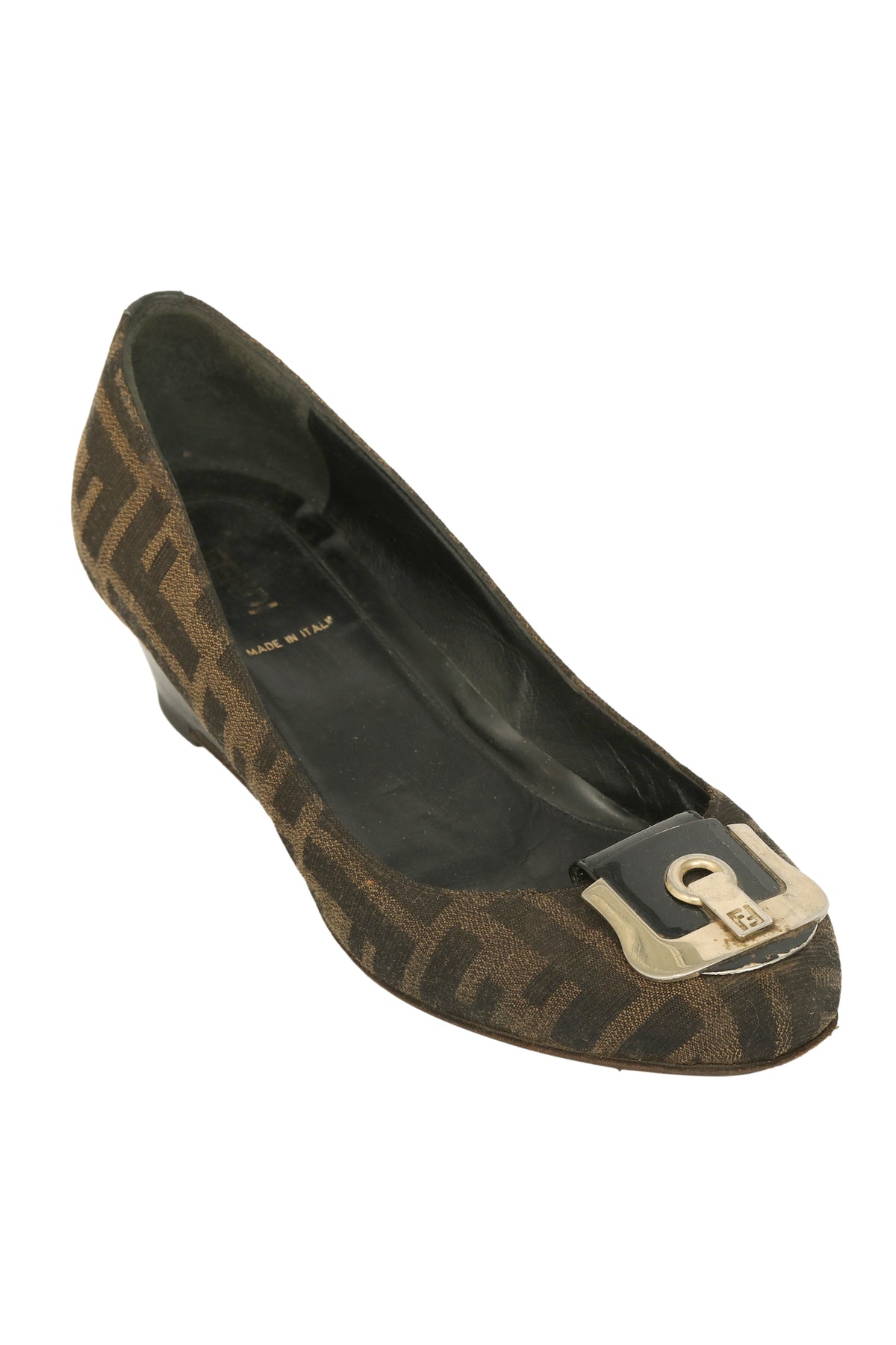 Fendi EU 37 Brown Zucca Canvas Monogram Wedges