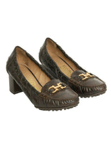 Salvatore Ferragamo EU 37 Croc Embossed Gancini Pump Heels