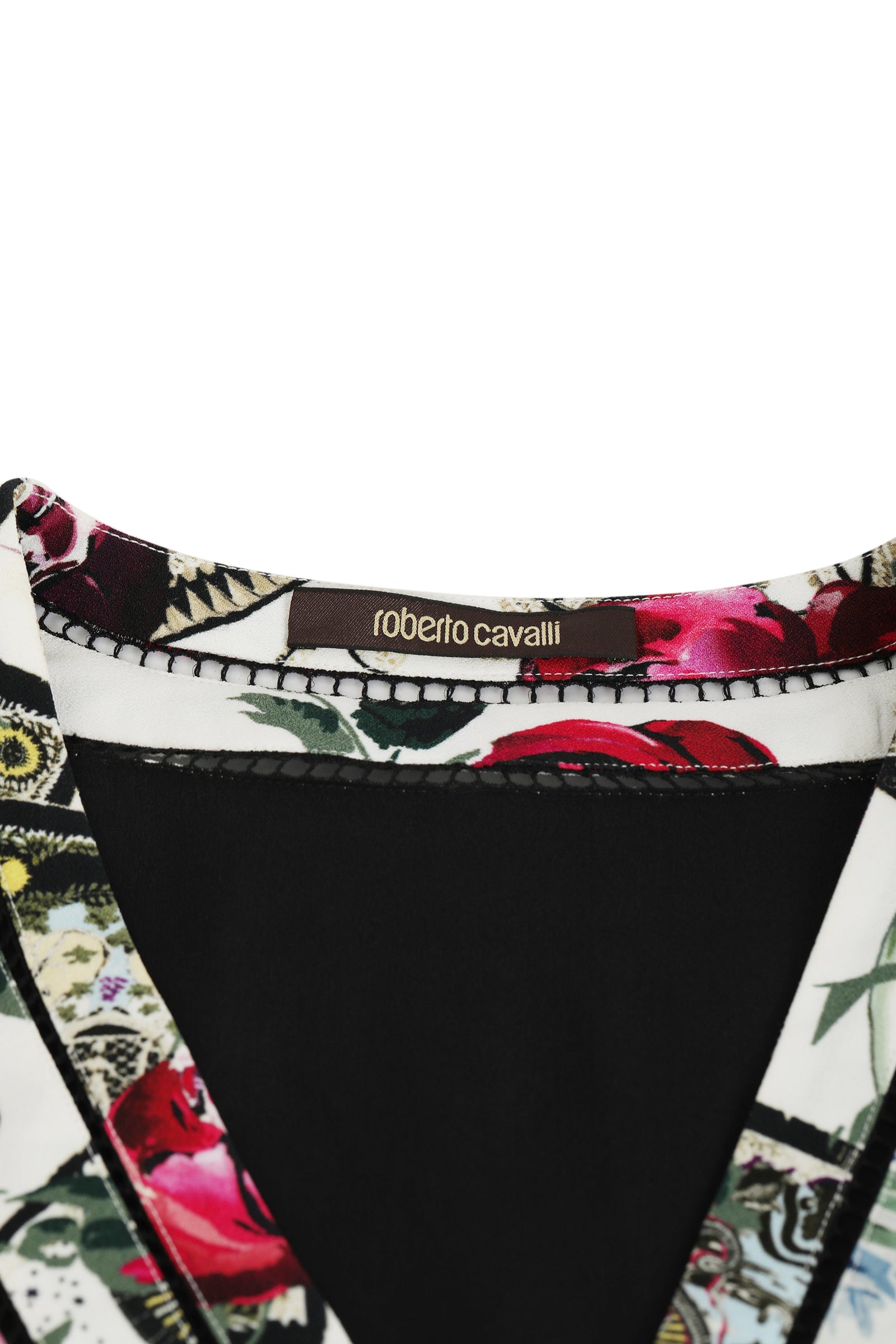 Roberto Cavalli Size M Floral Tarot Card Print Ruffle Dress 