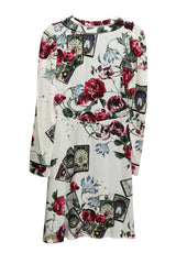 Roberto Cavalli Size M Floral Tarot Card Print Ruffle Dress 