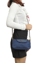Prada Blue Nylon Tessuto And Saffiano Sling Bag 