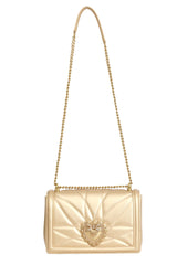 Dolce & Gabbana Devotion Quilted Golden Leather Crossbody Bag 
