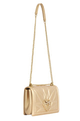 Dolce & Gabbana Devotion Quilted Golden Leather Crossbody Bag 
