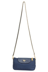 Prada Blue Nylon Tessuto And Saffiano Sling Bag 