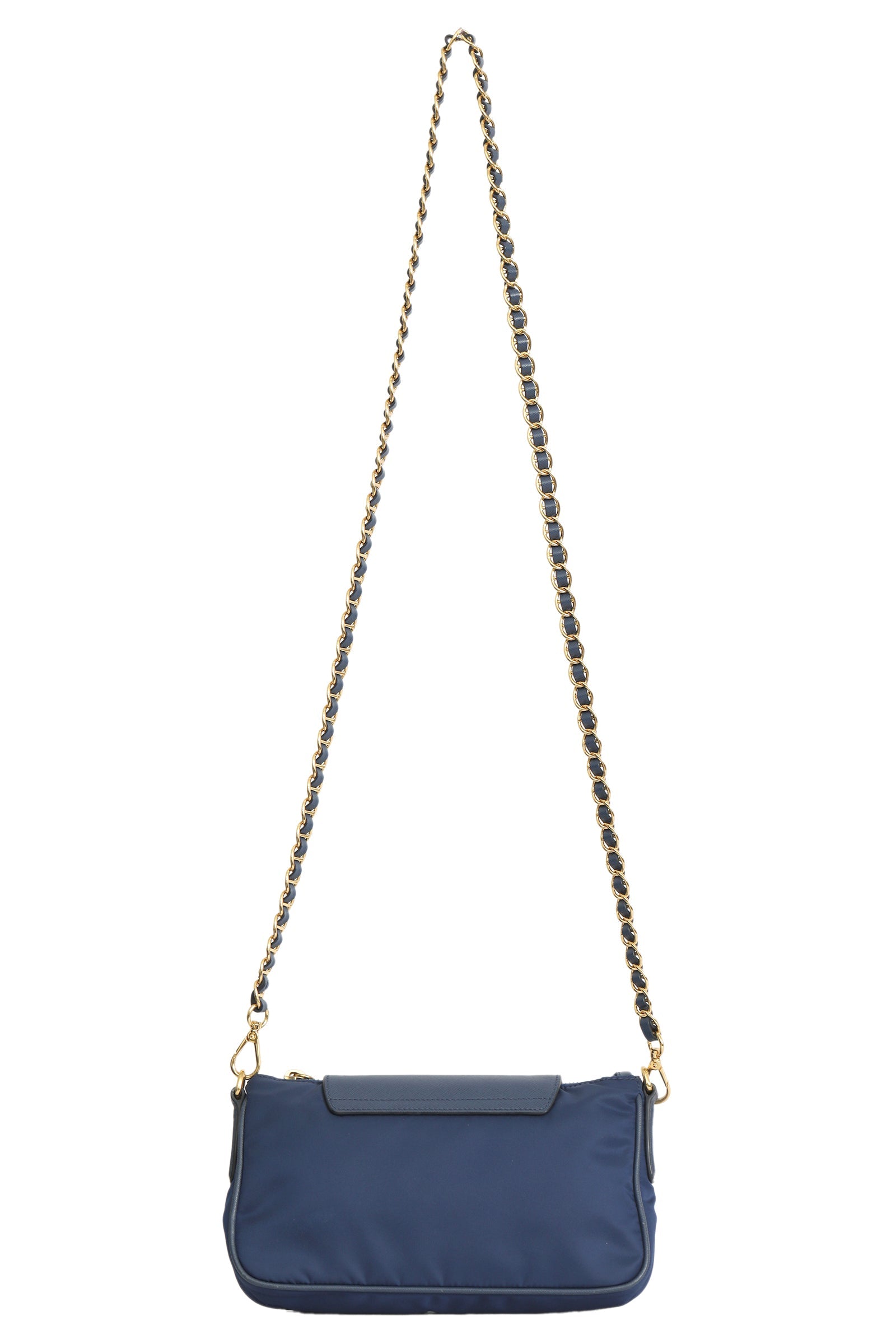 Prada Blue Nylon Tessuto And Saffiano Sling Bag 