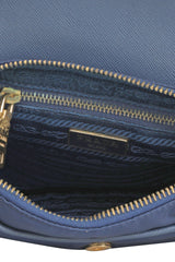 Prada Blue Nylon Tessuto And Saffiano Sling Bag 