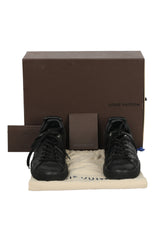 Louis Vuitton Size 8 Black Leather Croc-Embossed Luxembourg Trainers