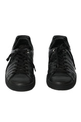 Louis Vuitton Size 8 Black Leather Croc-Embossed Luxembourg Trainers