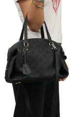 Louis Vuitton Aster Black Leather Mahina Monogram Hand Bag