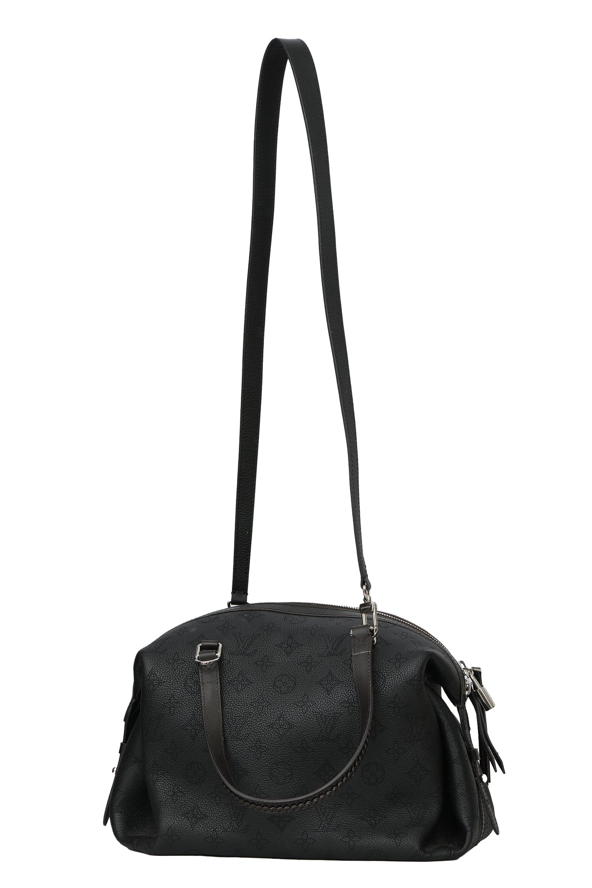 Louis Vuitton Aster Black Leather Mahina Monogram Hand Bag