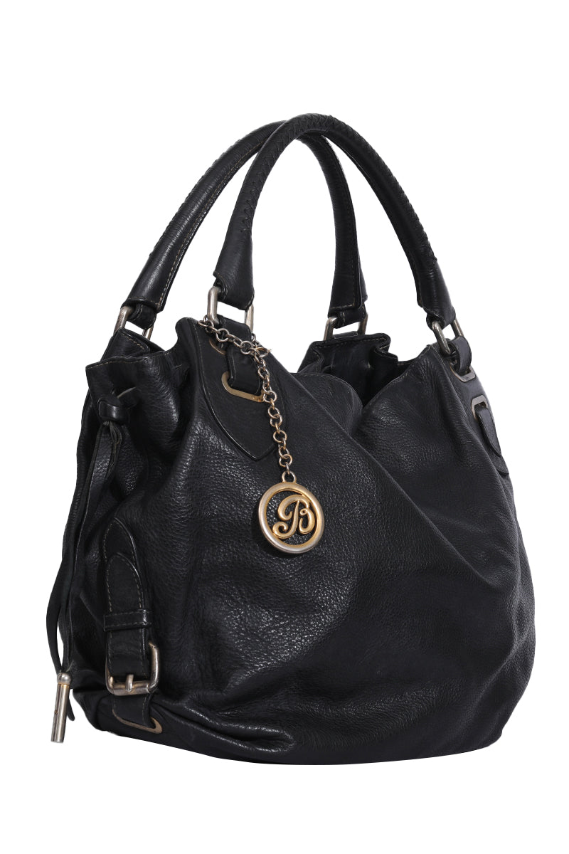Bally Black Leather Hobo Bag 