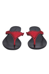 Bottega Veneta Red Leather Thong Sandals 
