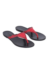 Bottega Veneta Red Leather Thong Sandals 