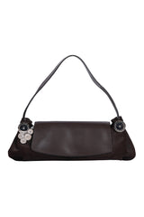 Bvlgari Brown Leather Suede Shoulder Bag 