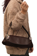 Bvlgari Brown Leather Suede Shoulder Bag 