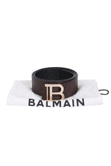 Balmain Logo Embossed Brown Belt 