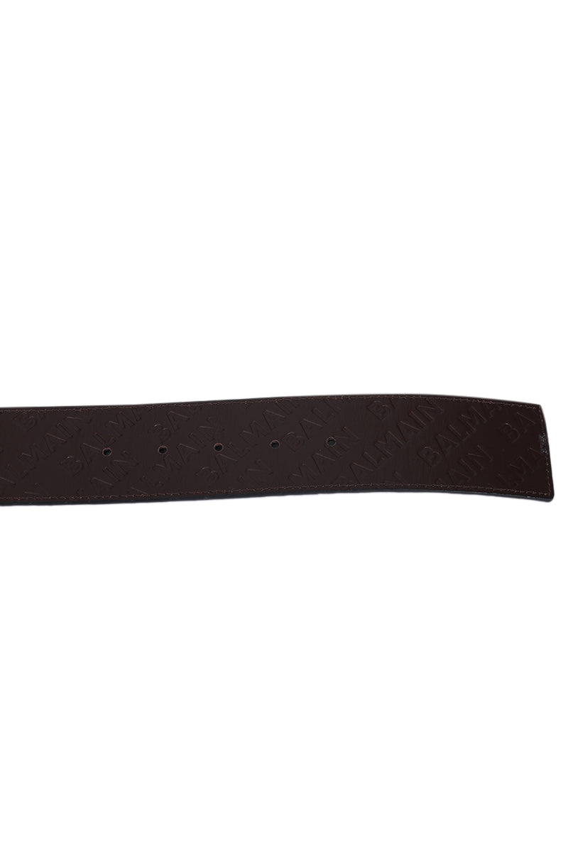 Balmain Logo Embossed Brown Belt 