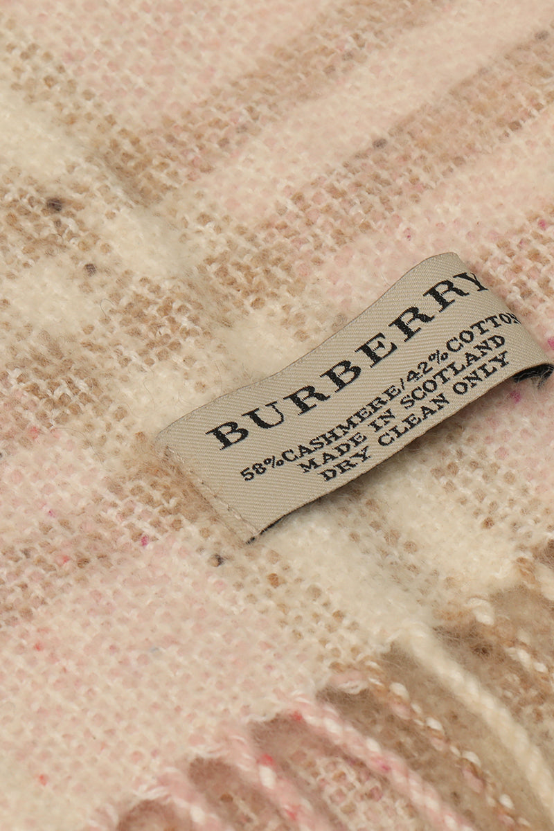 Burberry Baby Pink Cashmere Checks Scarf 