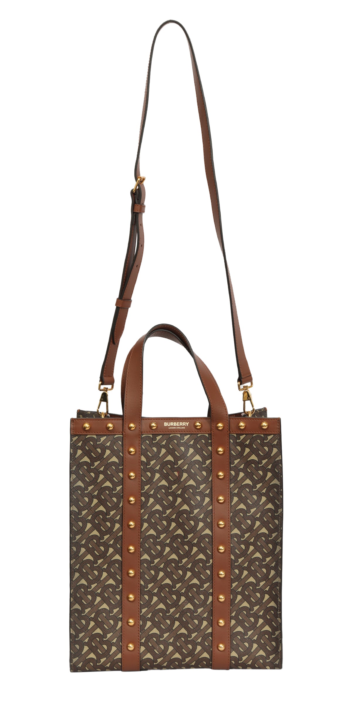 Burberry Monogram E-Canvas Portrait Tote Bag 