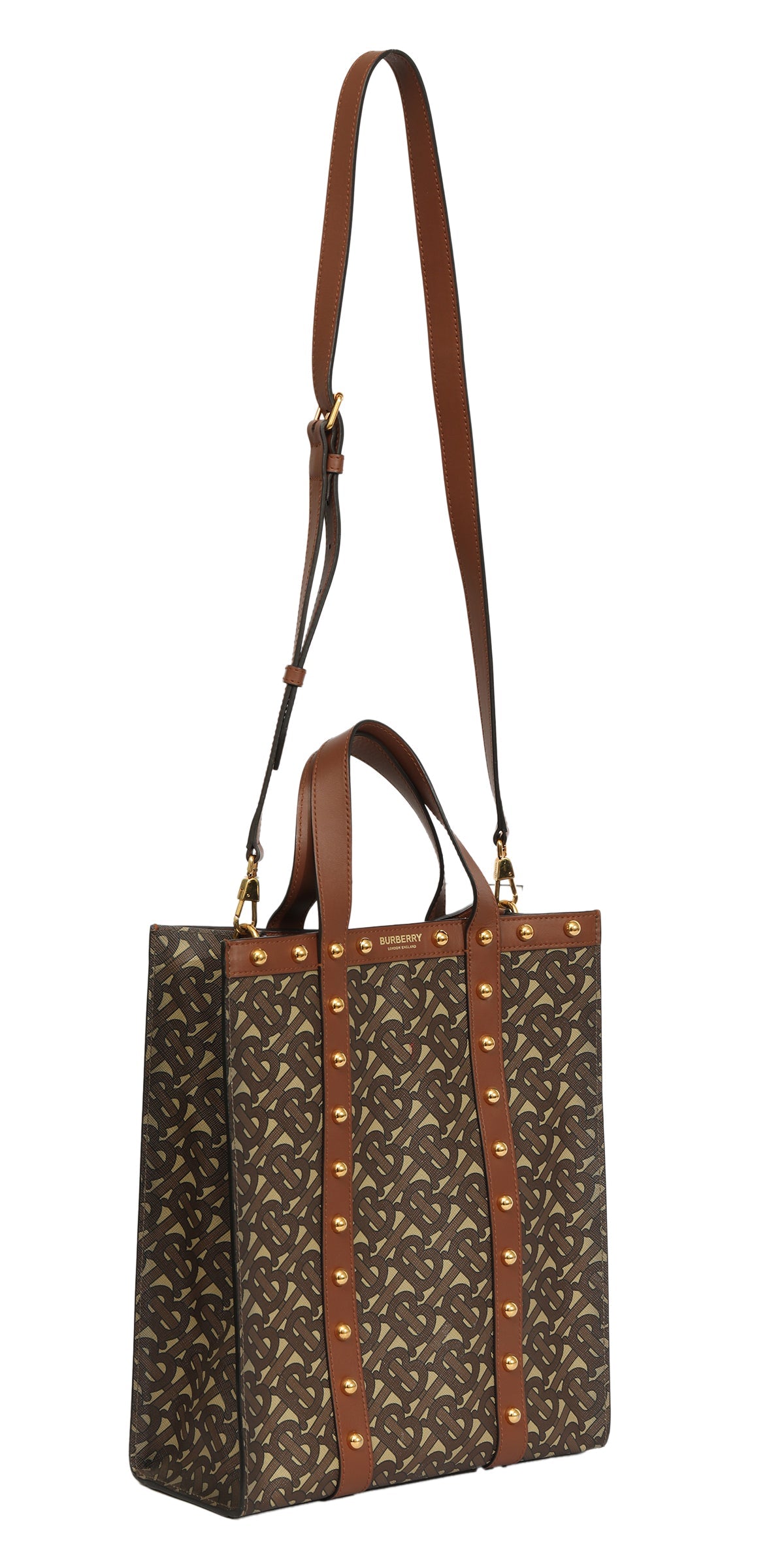 Burberry Monogram E-Canvas Portrait Tote Bag 