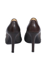 Burberry Brown Nova Check Canvas And Leather Buckle Pumps 